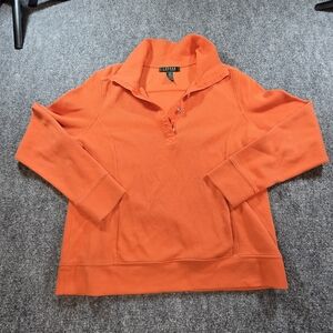 Polo Ralph Lauren Orange Quarter Button Pullover Womens L